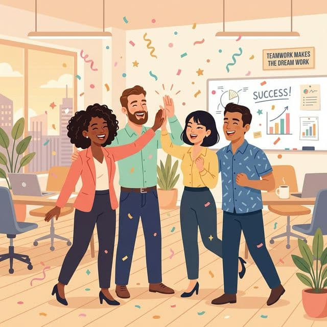 Happy clients celebrating together